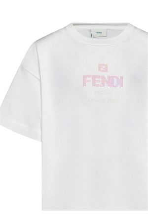 White cotton tshirt FENDI KIDS | JFI2877AJF0TU9